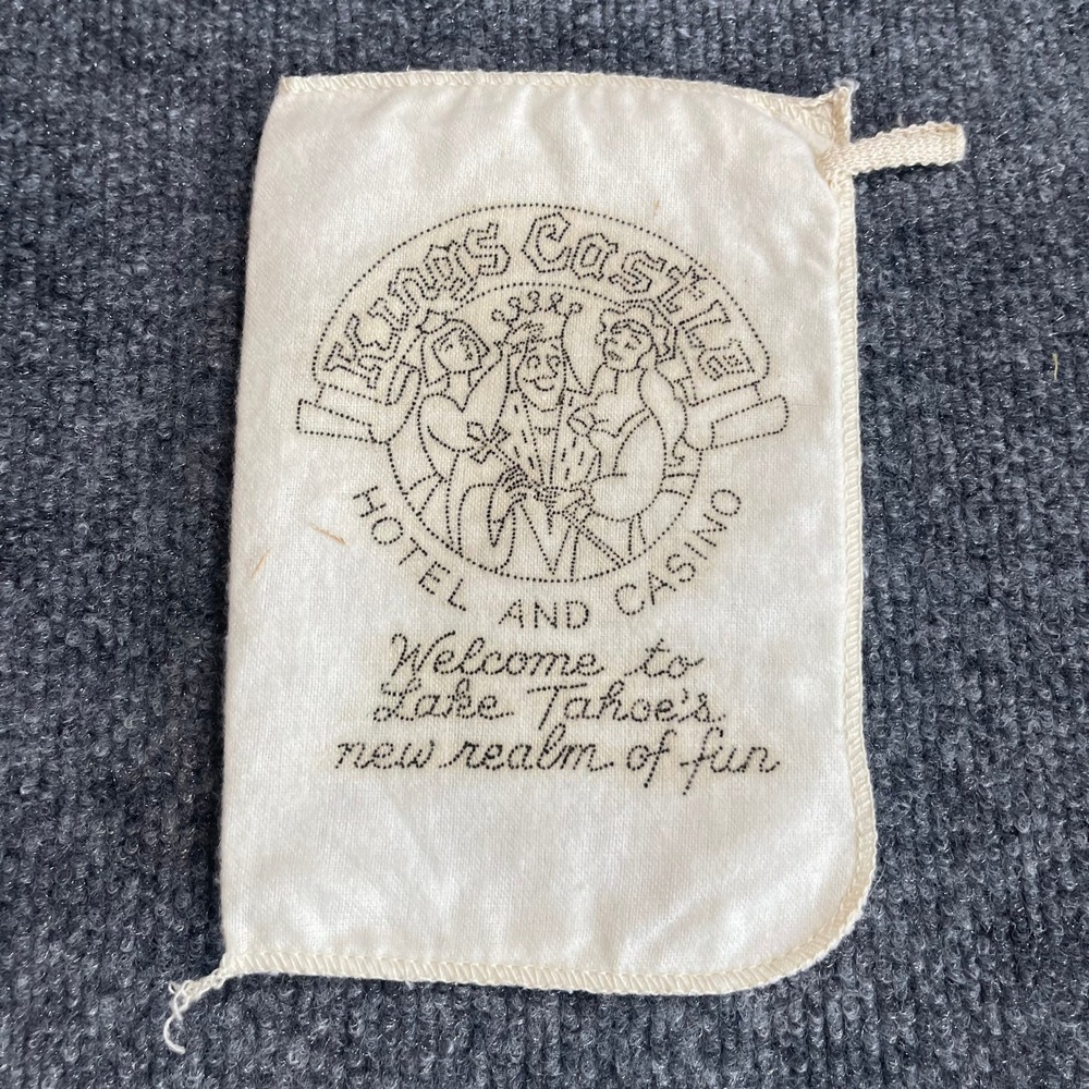 Vintage Kings Castle Hotel and Casino Lake Tahoe Souvenir Cloth Pouch White